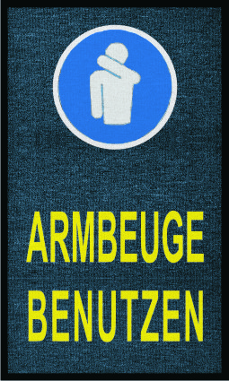 Schmutzfangmatte mit Warnhinweisen "Abstand halten", "Hände waschen", etc. 90 x 150 cm